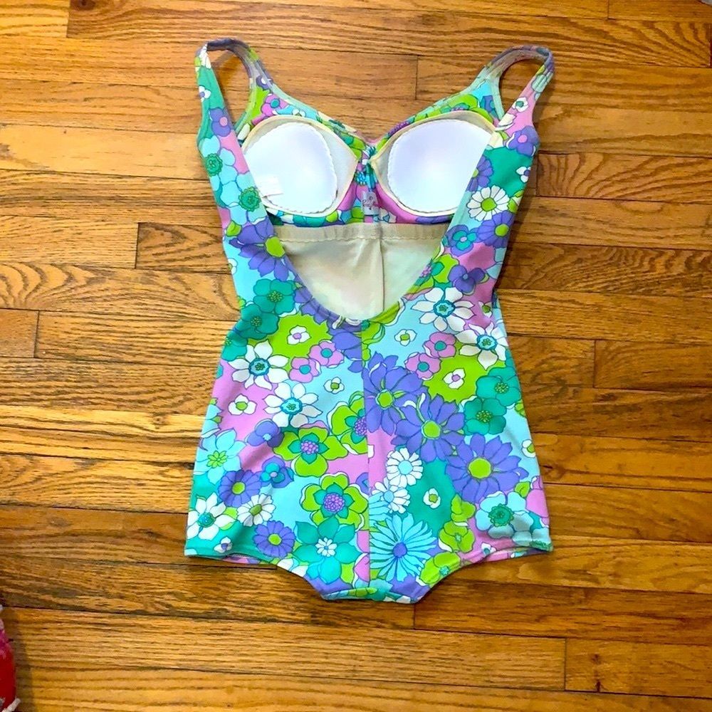 Vintage floral swim suit bathing suit - Picture 2 of 12